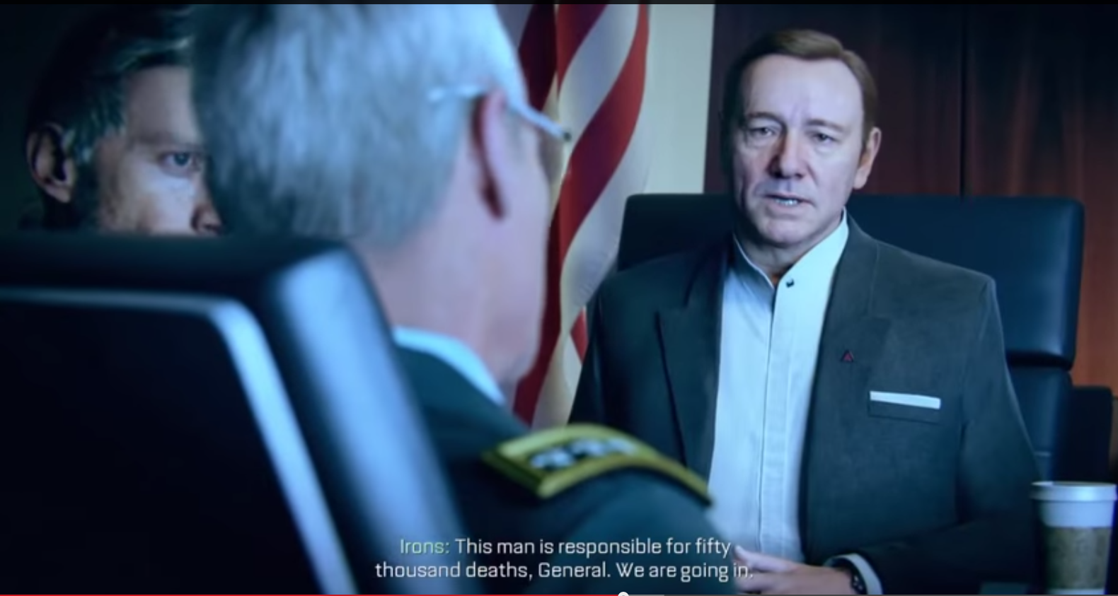 Still from Part 3 of my Let's Play, with Kevin Spacey as Irons preparing to violate another country's sovereignty.