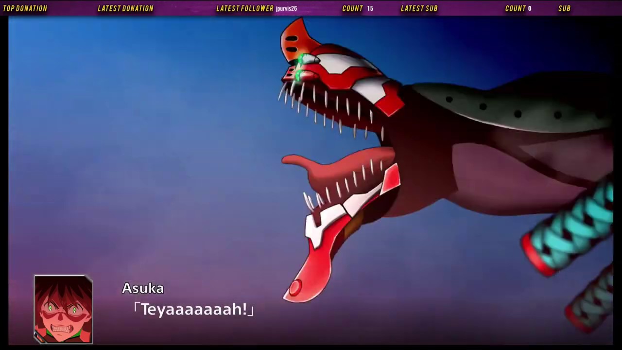 Asuka in Eva Unit-02 attacking in Beast Mode.