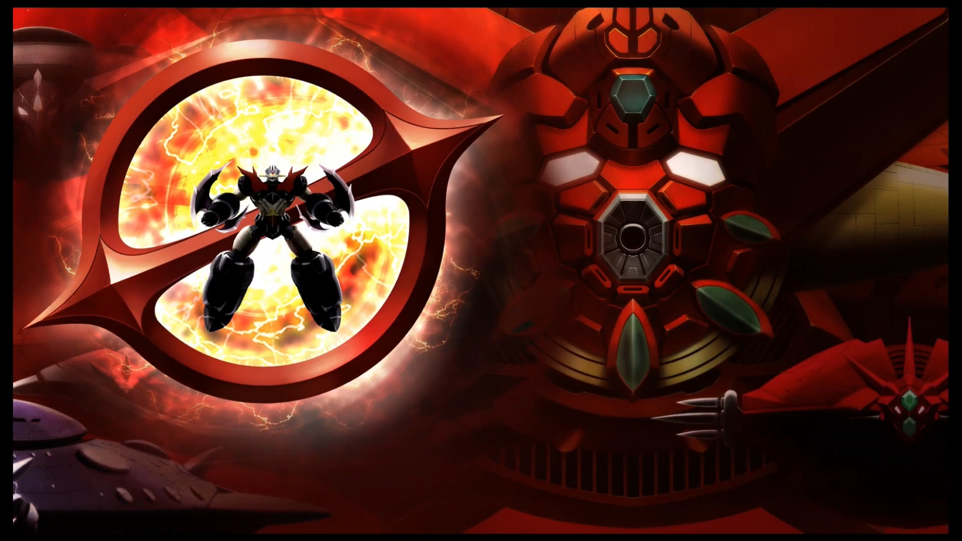 Mazinger Zero confronting the Emperor of Darkness