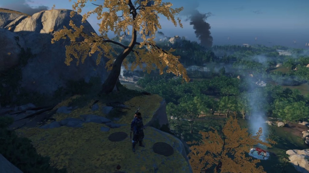 In Ghost of Tsushima, Jin Sakai looks out over the island