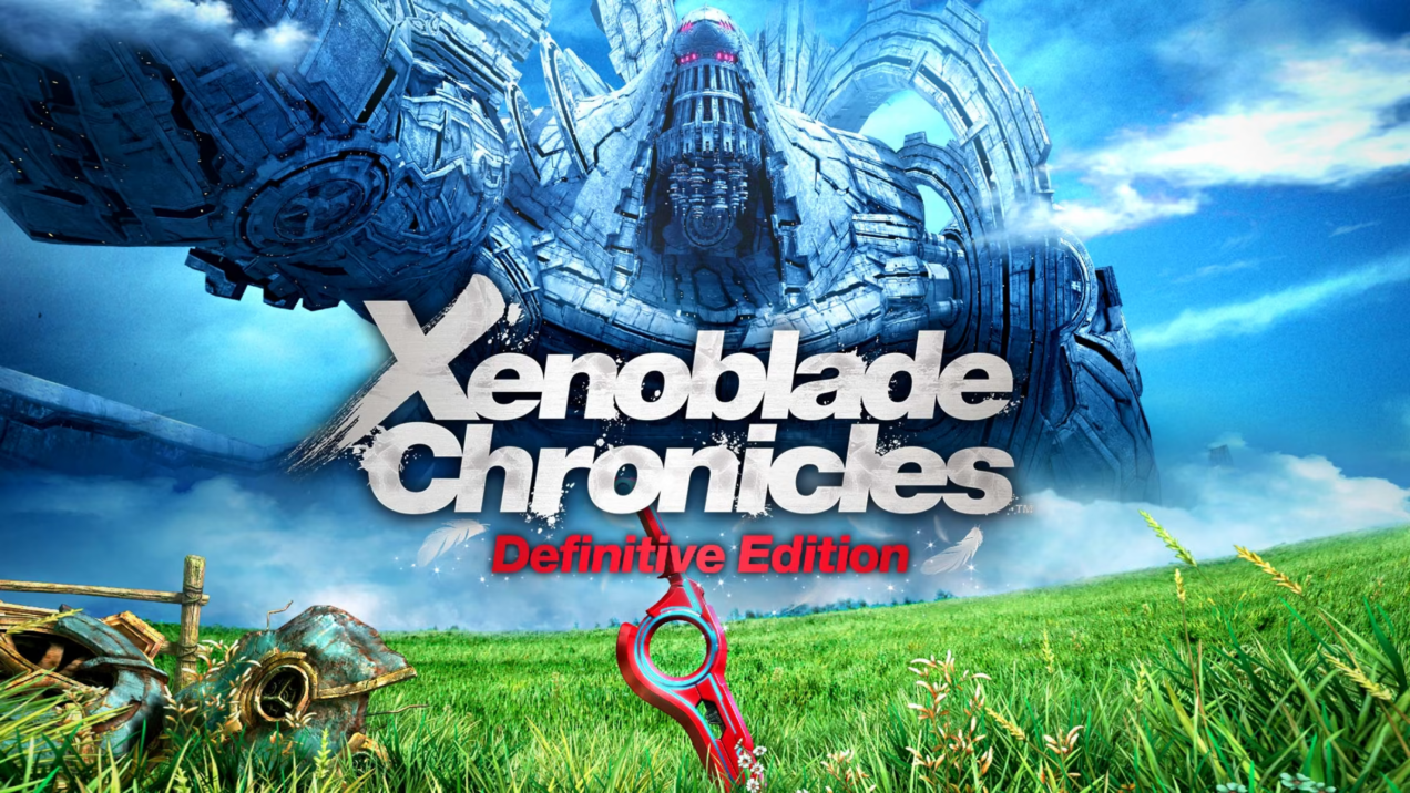 Xenoblade Chronicles Definitive Edition promotional art showing Mechonis from the fields of Bionis